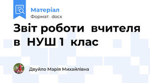 Звіт роботи  вчителя в  НУШ 1  клас