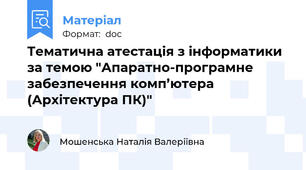 Тематична атестація з інформатики за темою "Апаратно-програмне забезпечення комп’ютера (Архітектура ПК)"