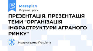 ПРЕЗЕНТАЦІЯ. ПРЕЗЕНТАЦІЯ ТЕМИ "ОРГАНІЗАЦІЯ ІНФРАСТРУКТУРИ АГРАНОГО РИНКУ"