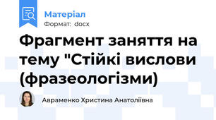 Фрагмент заняття на тему "Стійкі вислови (фразеологізми)