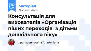 Консультація для вихователів «Організація піших переходів  з дітьми дошкільного віку»