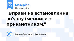 "Вправи на встановлення зв’язку іменника з прикметником."