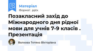 Позакласний захід до Міжнародного дня рідної мови для учнів 7-9 класів . Презентація