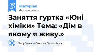 Заняття гуртка «Юні хіміки» Тема: «Дім в якому я живу.»