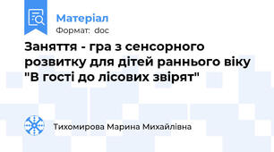 Заняття - гра з сенсорного розвитку для дітей раннього віку "В гості до лісових звірят"