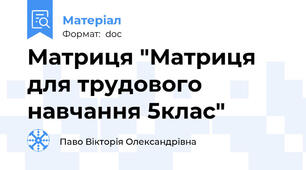 Матриця "Матриця для трудового навчання 5клас"