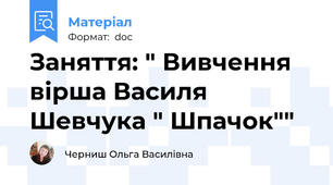 Заняття: " Вивчення вірша Василя Шевчука " Шпачок""