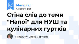 Стіна слів до теми "Напої" для НУШ та кулінарних гуртків