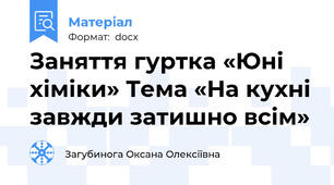 Заняття гуртка «Юні хіміки» Тема «На кухні завжди затишно всім»