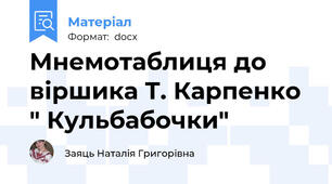 Мнемотаблиця до віршика Т. Карпенко " Кульбабочки"