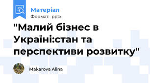 "Малий бізнес в Україні:стан та перспективи розвитку"
