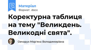 Коректурна таблиця на тему "Великдень. Великодні свята".