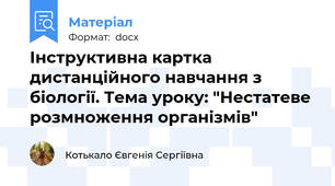 Інструктивна картка дистанційного навчання з біології. Тема уроку: "Нестатеве розмноження організмів"