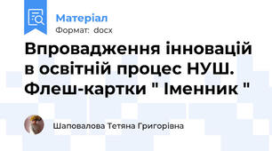 Впровадження інновацій в освітній процес НУШ. Флеш-картки " Іменник "
