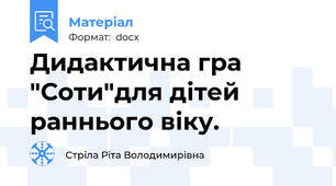 Дидактична гра "Соти"для дітей раннього віку.