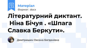 Літературний диктант.  Ніна Бічуя . «Шпага Славка Беркути».