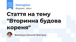 Стаття на тему "Вторинна будова кореня"