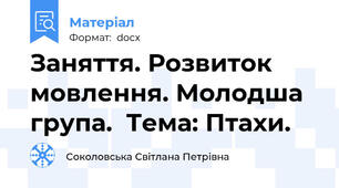Заняття. Розвиток мовлення. Молодша група.  Тема: Птахи.