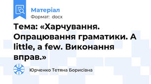 Тема: «Харчування. Опрацювання граматики. A little, a few. Виконання вправ.»