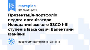 Презентація-портфоліо педога-організатора Новоданилівського ЗЗСО І-ІІІ ступенів Іваськевич Валентини Іванівни