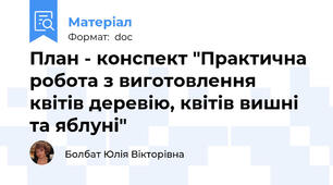 План - конспект "Практична робота з виготовлення квітів деревію, квітів вишні та яблуні"