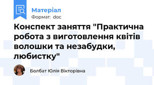Конспект заняття "Практична робота з виготовлення квітів волошки та незабудки, любистку"
