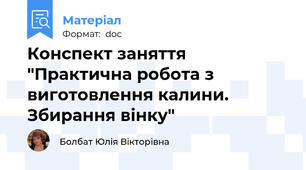 Конспект заняття "Практична робота з виготовлення калини. Збирання вінку"