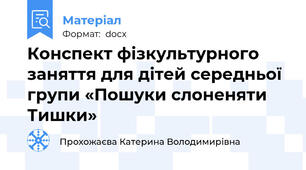 Конспект фізкультурного заняття для дітей середньої групи «Пошуки слоненяти Тишки»