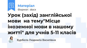 Урок (захід) занглійської мови  на тему"Місце іноземної мови в нашому житті" для учнів 5-11 класів