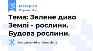 Тема: Зелене диво Землі - рослини. Будова рослини.