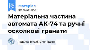 Матеріальна частина автомата АК-74 та ручні осколкові гранати