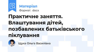 Практичне заняття. Влаштування дітей, позбавлених батьківського піклування