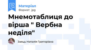 Мнемотаблиця до вірша " Вербна неділя"