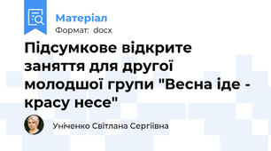 Підсумкове відкрите заняття для другої молодшої групи "Весна іде - красу несе"
