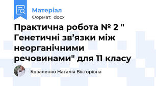 Практична робота № 2 " Генетичні зв’язки між неорганічними речовинами" для 11 класу