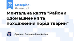 Ментальна карта "Райони  одомашнення та  походження порід тварин"