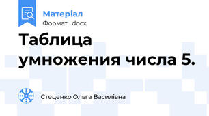 Таблица умножения числа 5.
