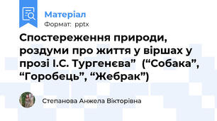 Спостереження природи, роздуми про життя у віршах у прозі І.С. Тургенєва”  (“Собака”, “Горобець”, “Жебрак”)