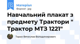 Навчальний плакат з предмету Трактори " Трактор МТЗ 1221"