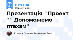 Презентація  "Проект " " Допоможемо птахам"