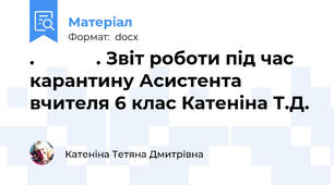 .            . Звіт роботи під час карантину Асистента вчителя 6 клас Катеніна Т.Д.