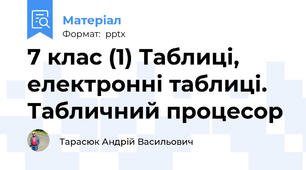 7 клас (1) Таблиці, електронні таблиці.Табличний процесор