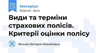 Види та терміни страхових полісів.  Критерії оцінки полісу