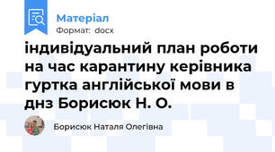 індивідуальний план роботи на час карантину керівника гуртка англійської мови в днз Борисюк Н. О.