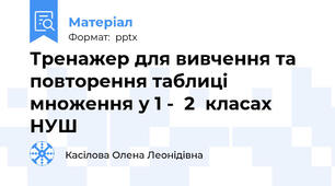 Тренажер для вивчення та повторення таблиці множення у 1 -  2  класах  НУШ