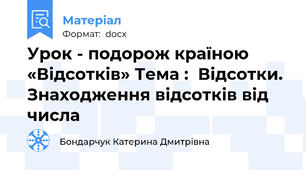 Урок - подорож країною «Відсотків» Тема :  Відсотки. Знаходження відсотків від числа
