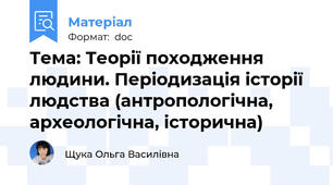 Тема: Теорії походження людини. Періодизація історії людства (антропологічна, археологічна, історична)