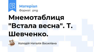 Мнемотаблиця "Встала весна". Т. Шевченко.