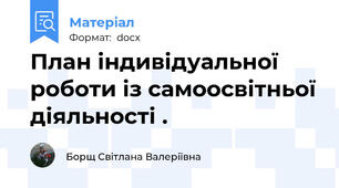 План індивідуальної роботи із самоосвітньої діяльності .