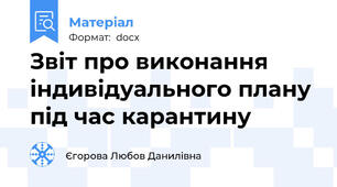 Звіт про виконання індивідуального плану під час карантину